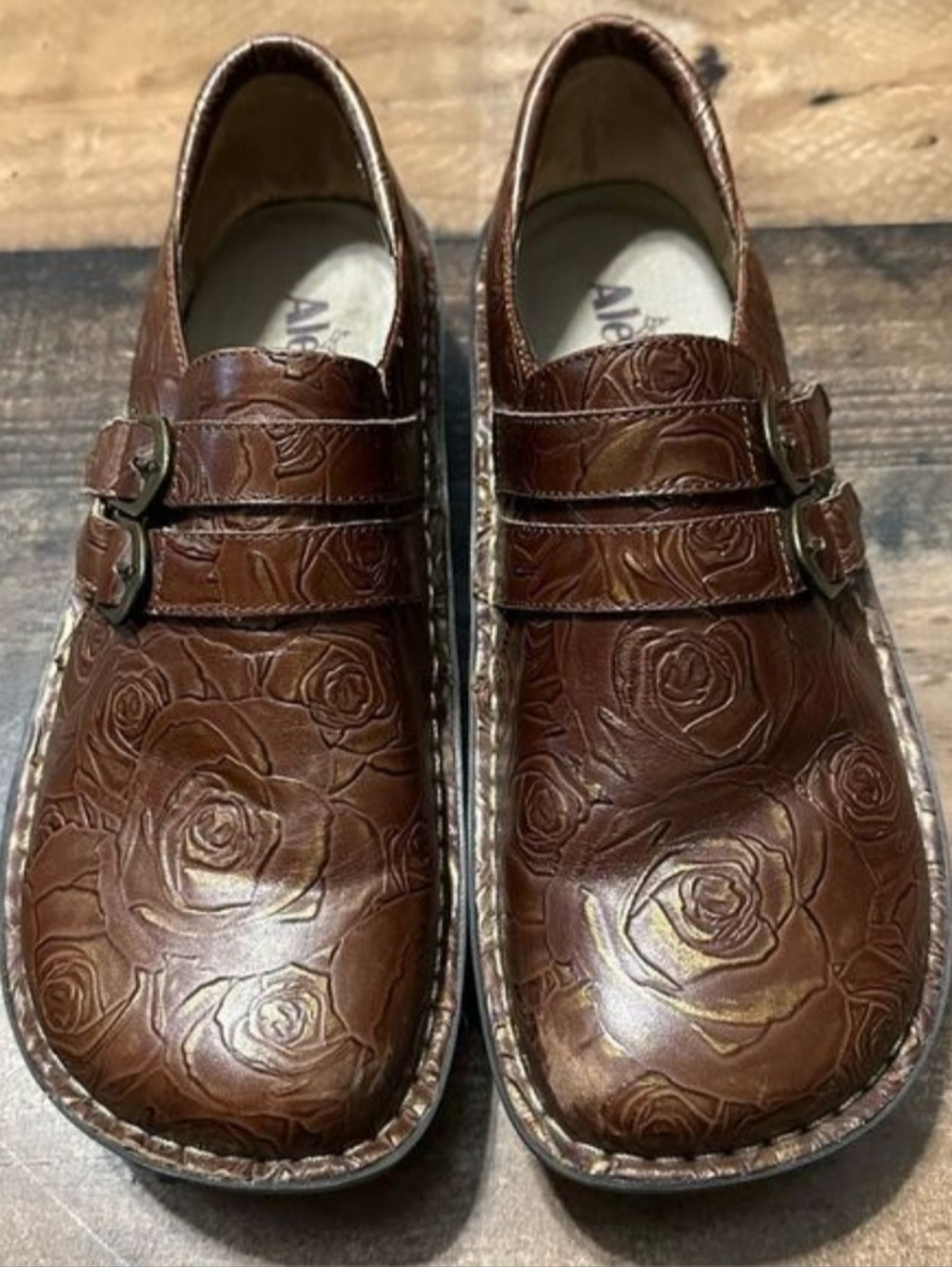 Alegria Alli Choco and Gold Rose Loafers